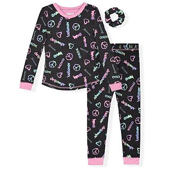 Sleep On It Girls 2 pc Super Soft Jersey Long Sleeve Snug-Fit Pajama Set