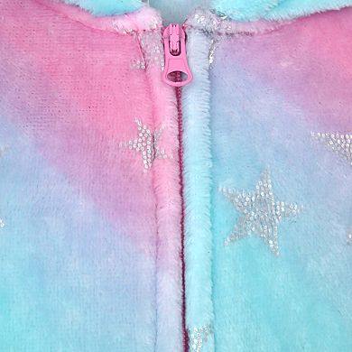 Sleep On It Girls Long-Sleeved Zip-Up Hooded Sleeper Pajama