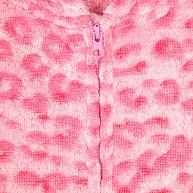 Sleep On It Girls Long-Sleeved Zip-Up Hooded Sleeper Pajama