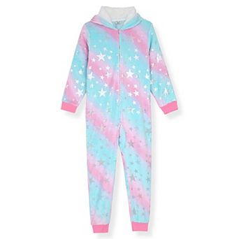 Sleep On It Girls Long-Sleeved Zip-Up Hooded Sleeper Pajama