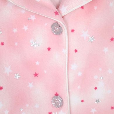 Sleep On It Girls 2-Piece Long-Sleeve Button-Up Pajama Set with Plush Headband Gift - Toddler