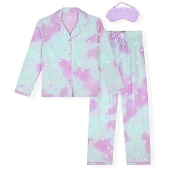 Sleep On It Girls 2 pc Long-Sleeve Button-Up Pajama Set with Plush Headband Gift - Toddler