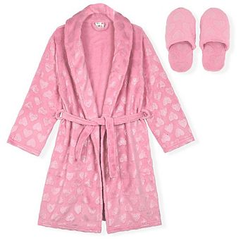 Sleep On It Girls Plush Flannel Fleece Collar Robe
