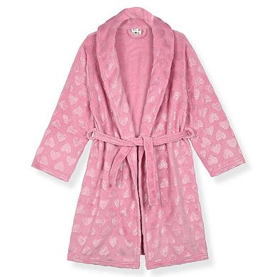 Sleep On It Girls Plush Flannel Fleece Collar Robe