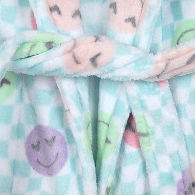 Sleep On It Girls Plush Flannel Fleece Collar Robe Set with Matching Slippers