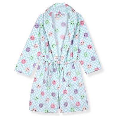 Sleep On It Girls Plush Flannel Fleece Collar Robe Set with Matching Slippers