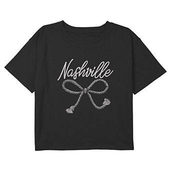 Girls 7-16 Nashville Rope Bow Short Sleeve Boxy Crop Tee