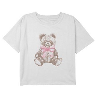 Girls 7-16 Teddy Bear Graphic Boxy Crop Tee