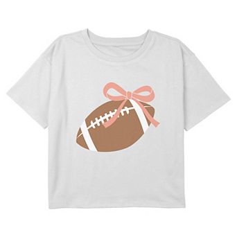 Girls 7-16 Football Graphic Boxy Crop Tee
