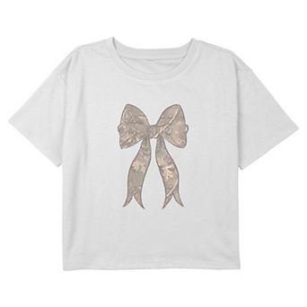 Girls' Tree Camo Print Bow Graphic Tee