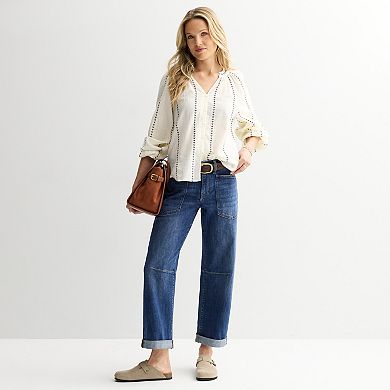 Women's Sonoma Goods For Life® Button Front Embroidered Top