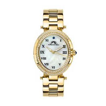 Porsamo Bleu Women's Crystal Stainless Steel Gold Tone Oval Bracelet Watch