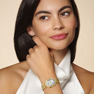 Porsamo Bleu Women's Crystal Stainless Steel Gold Tone Oval Bracelet Watch