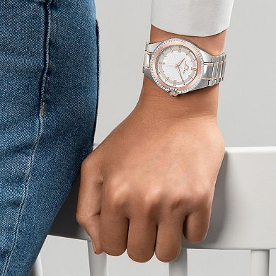 Porsamo Bleu Women's Stainless Steel & Silicone Two-Tone Crystal Watch