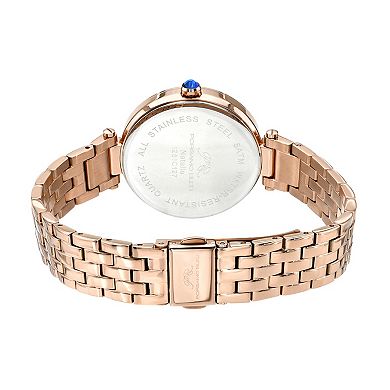 Porsamo Bleu Women's Stainless Steel Rose Gold Tone Bracelet Watch with Crystal Accents