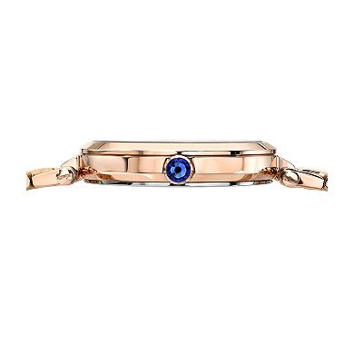 Porsamo Bleu Women's Stainless Steel Rose Gold Tone Bracelet Watch with Crystal Accents
