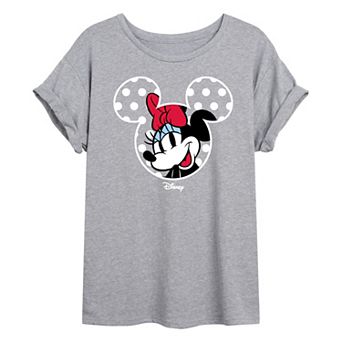 Juniors' Disney's Minnie Mouse Polka Dot Ears Oversized Tee