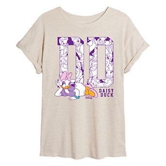 Juniors' Disney's Daisy Duck Monogram Oversized Tee
