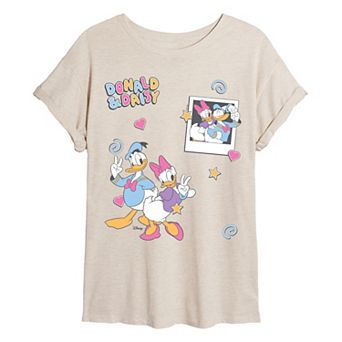 Juniors' Disney's Donald & Daisy Duck Collage Vintage Oversized Tee