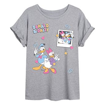 Juniors' Disney's Donald & Daisy Duck Collage Vintage Oversized Tee