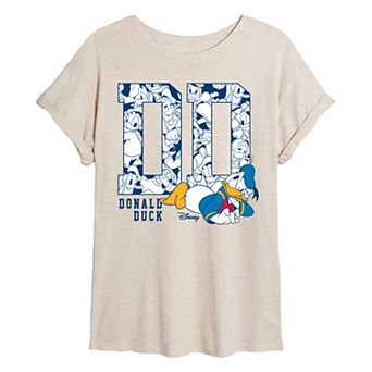Juniors' Disney's Donald Duck Monogram Oversized Tee