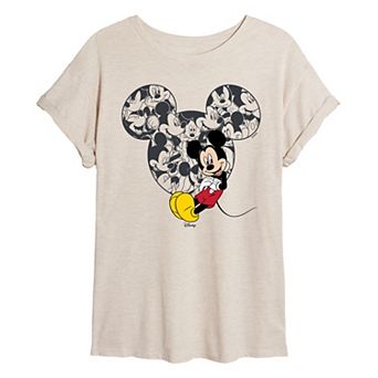 Juniors' Disney's Mickey Mouse Ear Collage Oversized Tee