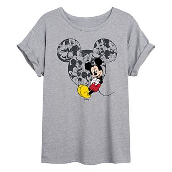 Juniors' Disney's Mickey Mouse Ear Collage Oversized Tee