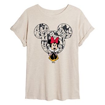 Juniors' Disney's Minnie Mouse Ear Collage Oversized Tee