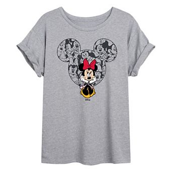 Juniors' Disney's Minnie Mouse Ear Collage Oversized Tee