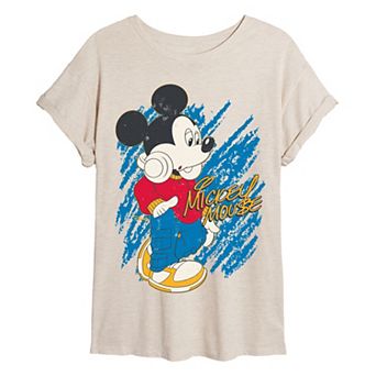Juniors' Disney's Mickey Mouse Retro Style Oversized Tee