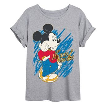 Juniors' Disney's Mickey Mouse Retro Style Oversized Tee