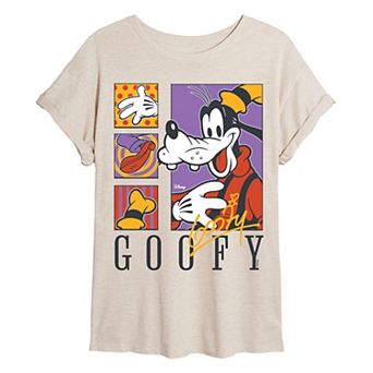 Juniors' Disney's Goofy Retro Grid Oversized Tee
