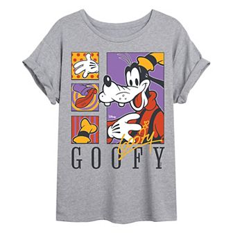 Juniors' Disney's Goofy Retro Grid Oversized Tee