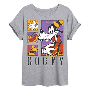 Juniors' Disney's Goofy Retro Grid Oversized Tee