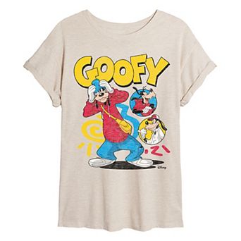 Juniors' Disney's Goofy 90s Bootleg Oversized Tee