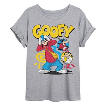 Juniors' Disney's Goofy 90s Bootleg Oversized Tee