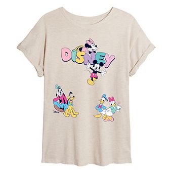 Juniors' Disney's Mickey & Friends Collage Oversized Tee