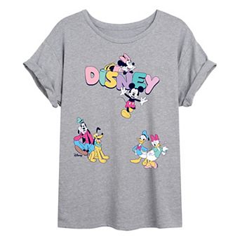 Juniors' Disney's Mickey & Friends Collage Oversized Tee