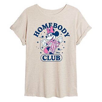 Juniors' Disney's Minnie Mouse Homebody Club Oversized Tee