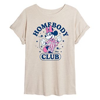 Juniors' Disney's Minnie Mouse Homebody Club Oversized Tee