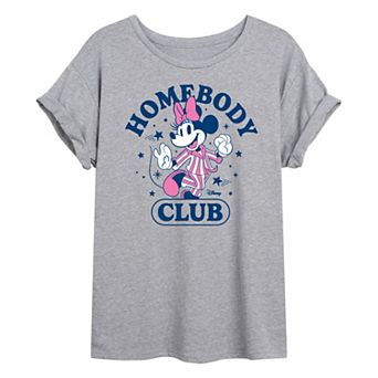 Juniors' Disney's Minnie Mouse Homebody Club Oversized Tee