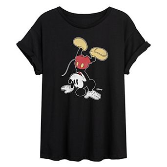 Juniors' Disney's Mickey Mouse Handstand Oversized Tee