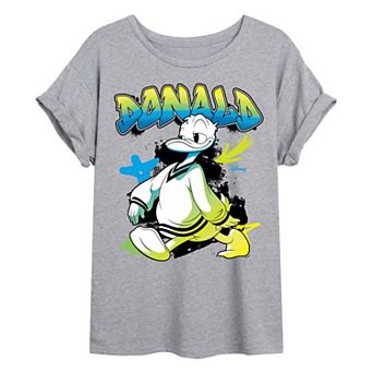 Juniors' Disney's Donald Duck Graffiti Style Oversized Tee
