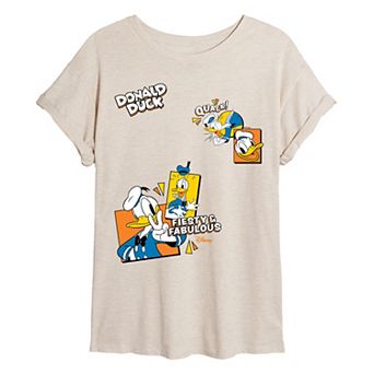 Juniors' Disney's Donald Duck Collage Oversized Tee