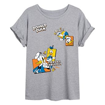 Juniors' Disney's Donald Duck Collage Oversized Tee