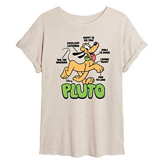 Juniors' Disney's Pluto Diagram Oversized Tee