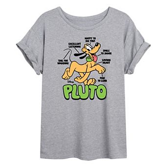Juniors' Disney's Pluto Diagram Oversized Tee