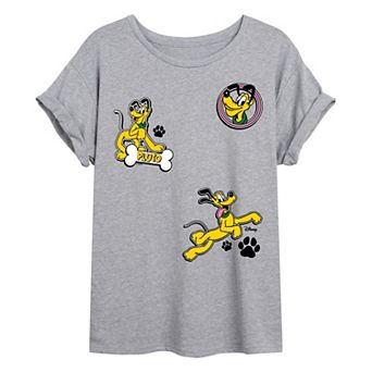 Juniors' Disney's Pluto Collage Oversized Tee