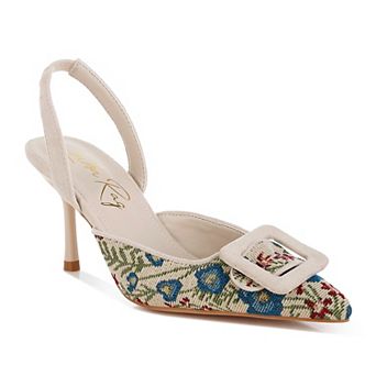London Rag Miraya Women's Embroidered Buckle Stiletto Heels