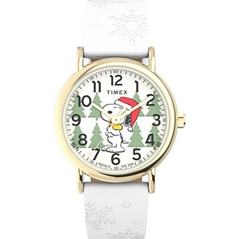 Timex® x Peanuts Weekender Women's Snoopy Holiday Leather Strap Watch - TW2W24100